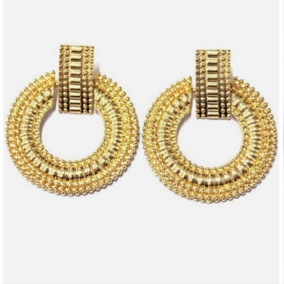 Gold Textured Earrings - Picture 2 of 6